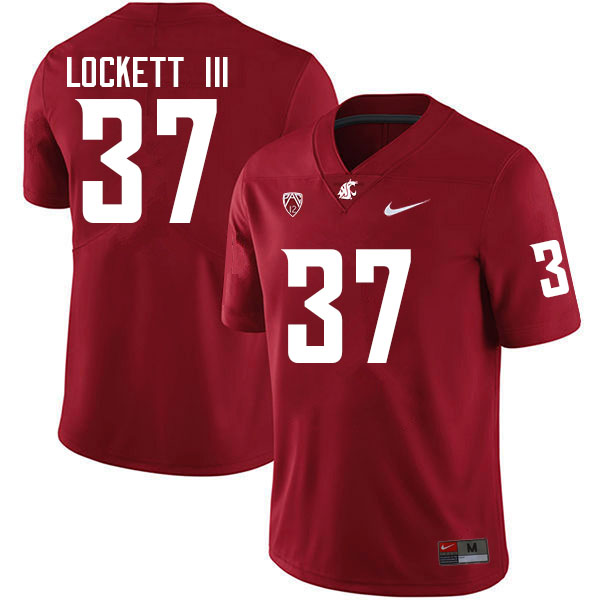 Men #37 Sam Lockett III Washington State Cougars College Football Jerseys Sale-Crimson